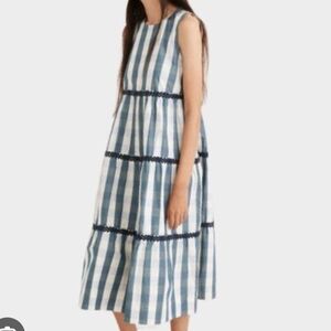 Madewell Striped Blue and White Midi Dress